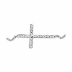 Outlet ❤️ Wrapped Diamond Sideways Cross Bolo Bracelet (1/6 Ct. T.w.) In 14k White Gold, Created For Macy's 🥰