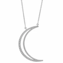 Budget 💯 Wrapped Diamond Crescent Moon Pendant Necklace (1/2 Ct. T.w.) In 14k White Gold, 17 + 2 Extender, Created For Macy's 😉