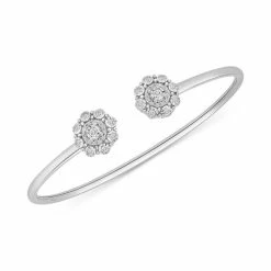 Coupon 🌟 Wrapped Diamond Cluster Cuff Bangle Bracelet (1/4 Ct. T.w.) In Sterling Silver, Created For Macy's 😀