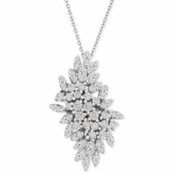 Buy 😉 Wrapped In Love Diamond Cluster 18 Pendant Necklace (1 Ct. T.w.) In 14k White Gold, Created For Macy's 🤩