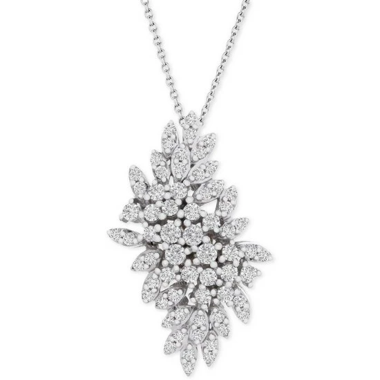 Buy 😉 Wrapped In Love Diamond Cluster 18 Pendant Necklace (1 Ct. T.w.) In 14k White Gold, Created For Macy's 🤩