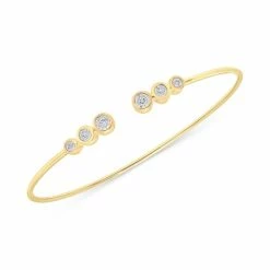 Flash Sale 🎉 Wrapped Diamond Bezel Cuff Bangle Bracelet (1/10 Ct. T.w.) In 14k Gold, Created For Macy's Yellow Gold 🤩