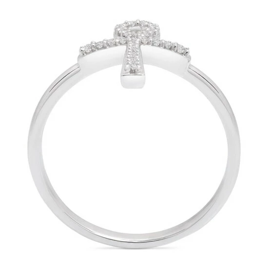 Top 10 ๐ Wrapped Diamond Ankh Cross Ring (1/10 Ct. T.w.) In 14k White Gold, Created For Macy's ๐ - Image 4