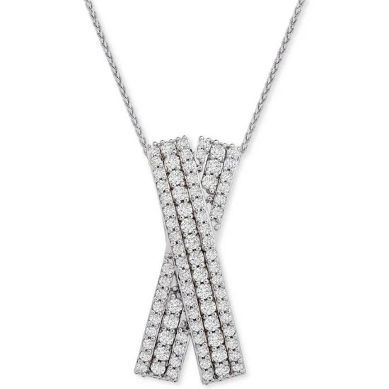 Best reviews of ✔️ Wrapped In Love Diamond Multi-Row Crossover 20 Pendant Necklace (1 Ct. T.w.) In Sterling Silver, Created For Macy's 🤩