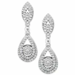 Cheap 🤩 Wrapped In Love Diamond Dangling Drop Earrings In 14k White Gold Or 14k Yellow Gold (1 Ct. T.w.), Created For Macy's 😍