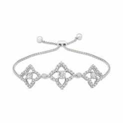 Flash Sale 🎁 Wrapped Diamond Clover Bolo Bracelet (1/2 Ct. T.w.) In Sterling Silver, Created For Macy's 🛒