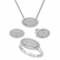Promo 😉 Wrapped In Love Diamond Oval Cluster Jewelry Collection In 14k White Gold, Created For Macy's ✔️