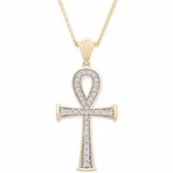 Top 10 ❤️ Wrapped Diamond Ankh Cross 20 Pendant Necklace (1/4 Ct. T.w.) In 14k Gold, Created For Macy's Yellow Gold 🎉