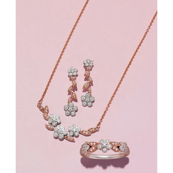 Deals 🧨 Wrapped In Love Diamond Flower Drop Earrings (1/4 Ct. T.w.) In 14k Rose & White Gold, Created For Macy's Rose/white Gold 🛒 - Image 2