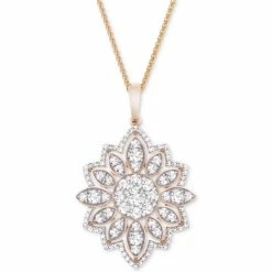 Best reviews of 🧨 Wrapped In Love Diamond Flower 18 Pendant Necklace (1-1/2 Ct. T.w.) In 14k Gold, Created For Macy's Yellow Gold ⌛