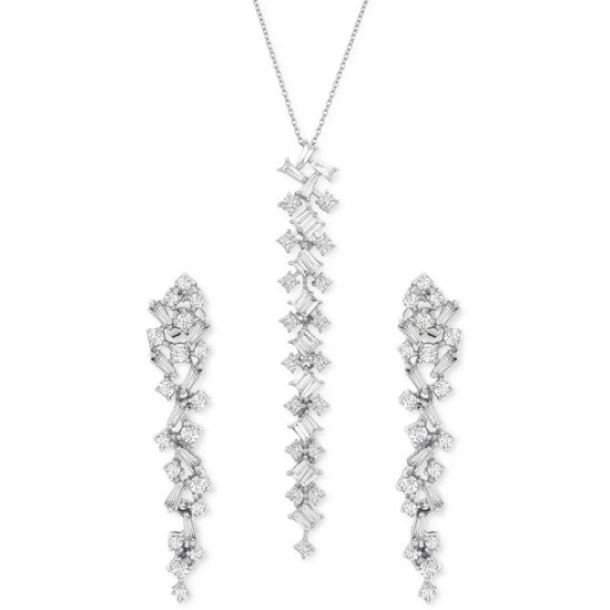 Discount ❤️ Wrapped In Love Diamond Scatter Necklace & Drop Earrings Collection In 14k White Gold, Created For Macy's ✔️