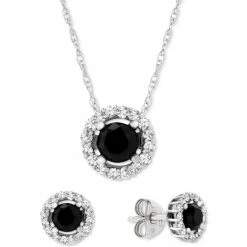 Hot Sale 👍 Wrapped In Love Black & White Diamond Necklace & Earrings Collection In 14k White Gold, Created For Macy's 😍