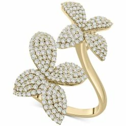 Flash Sale 🔔 Wrapped In Love Diamond Cluster Flower Bypass Ring (1 Ct. T.w.) In 14k Gold, Created For Macy's Yellow Gold 😀