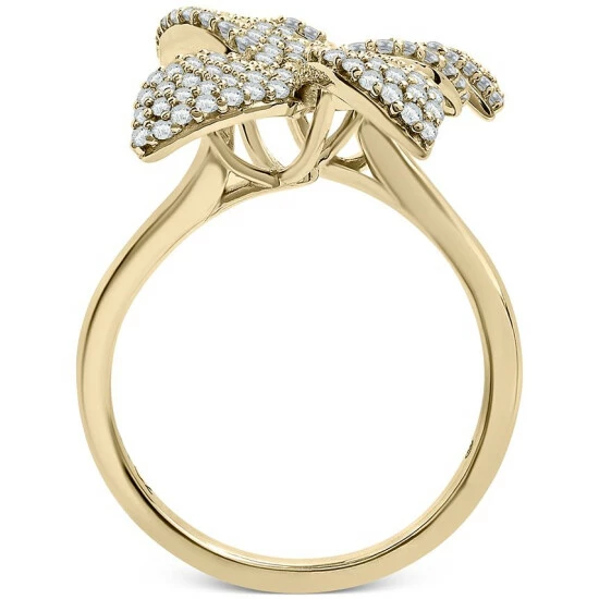 Flash Sale ๐ Wrapped In Love Diamond Cluster Flower Bypass Ring (1 Ct. T.w.) In 14k Gold, Created For Macy's Yellow Gold ๐ - Image 4
