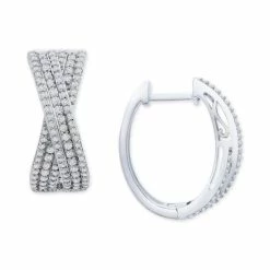 Cheapest 🔥 Wrapped In Love Diamond Crossover Oval Hoop Earrings (1 Ct. T.w.) In Sterling Silver, Created For Macy's 💯