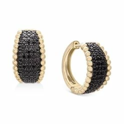 Wholesale ⌛ Wrapped In Love Black Diamond Bead Edge Small Hoop Earrings (1 Ct. T.w.) In 14k Gold, Created For Macy's Yellow Gold 🎉