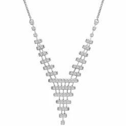 Hot Sale 🧨 Wrapped In Love Diamond V Statement Necklace (1 Ct. T.w.) In 14k White Gold, 16 + 2 Extender, Created For Macy's ✔️