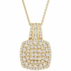 Best Sale 🛒 Wrapped In Love Diamond Cushion Cluster 18 Pendant Necklace (1 Ct. T.w.) In 14k Gold, Created For Macy's 14k Yellow Gold 🧨