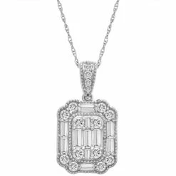 Cheap ⌛ Wrapped In Love Diamond Baguette Cluster Pendant Necklace (1 Ct. T.w.) In 14k White Gold Or 14k Yellow Gold, 16 + 4 Extender, Created For Macy's ✔️