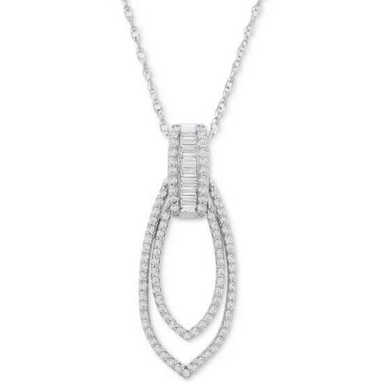 Buy 🥰 Wrapped In Love Diamond Drop 18 Pendant Necklace (1/2 Ct. T.w.) In 14k White Gold, Created For Macy's 🔔